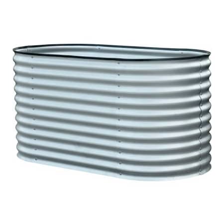 Almo Fulfillment Services Hanover Galvanized Steel Oval Raised Planter Bed, 31.5"D x 63"W x 32.2"H, Silver HANOVGB-1SLV
